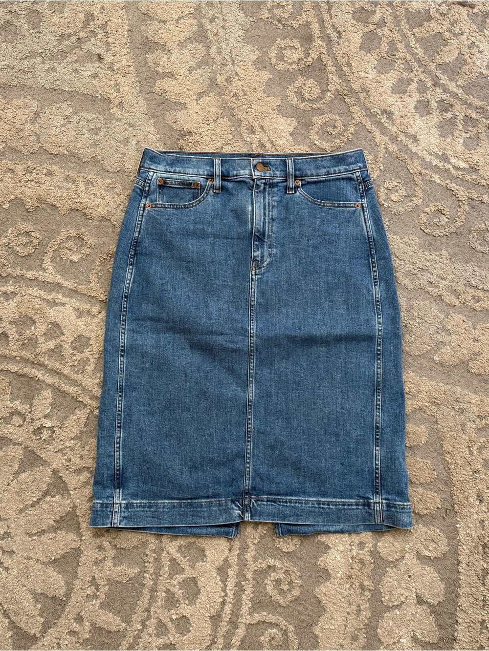 J.Crew Denim Pencil Skirt Blue High Waist Midi Size 6